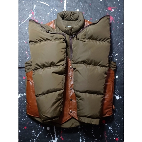Schott NYC vintage 70s distressed leather down puffer hunting jacket / vest RARE - Picture 4 of 15